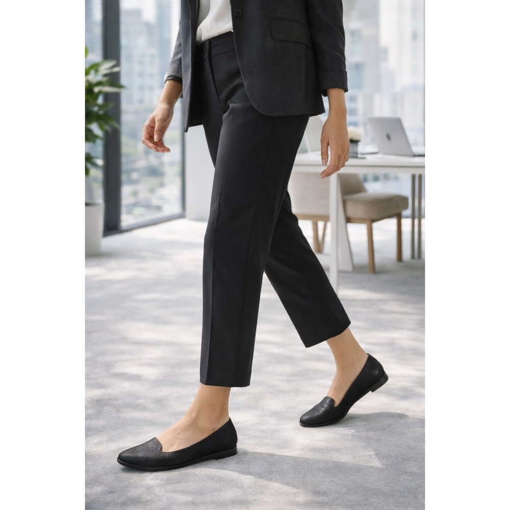 Vionic Willa II Smoking Loafer Flat Metallic Shimmer Black Size 8